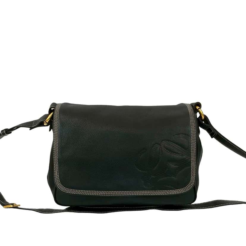 LOEWE Leather Anagram Flap Crossbody Black Leather Very good condition - Front View