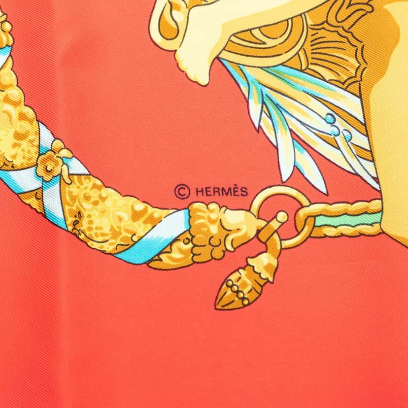 Hermès Hommage A Charles Garnier Silk Scarf 90 Red Very good condition - Model View