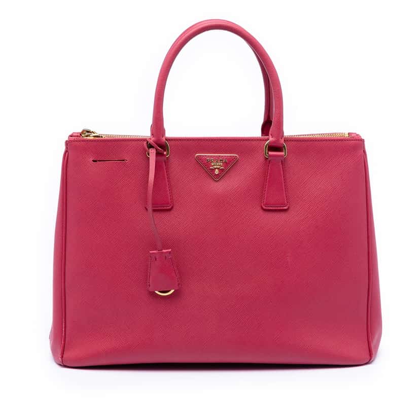 Prada Large Saffiano Lux Galleria Double Zip Satchel Pink Leather Very good condition - Front View