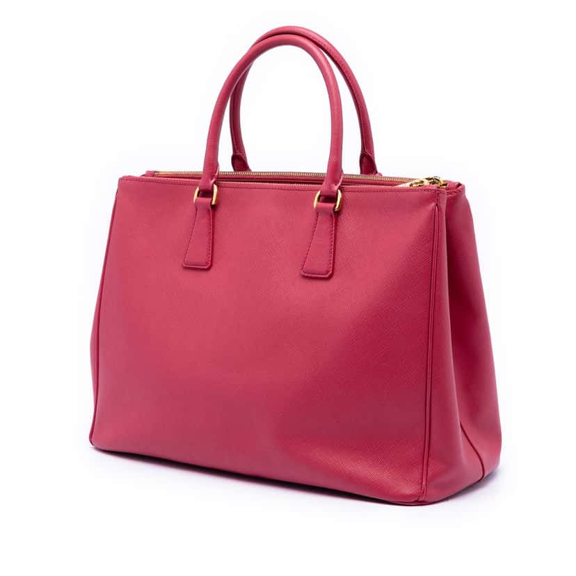 Prada Large Saffiano Lux Galleria Double Zip Satchel Pink Leather Very good condition - Back View