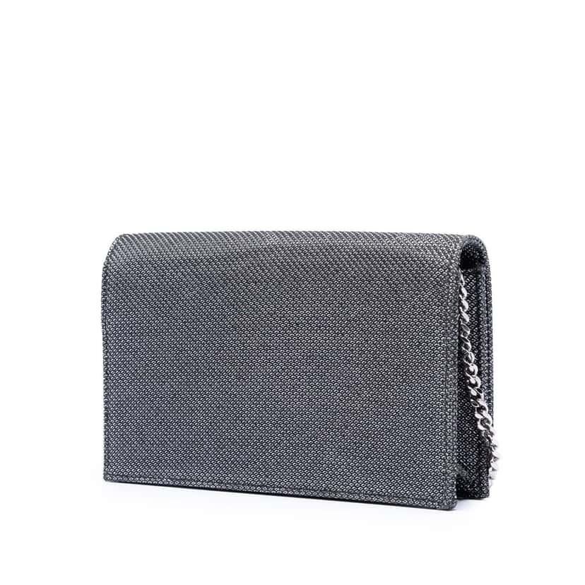 Saint Laurent Metallic Mesh Monogram Tassel Kate Wallet on Chain Silver Very good condition - Back View