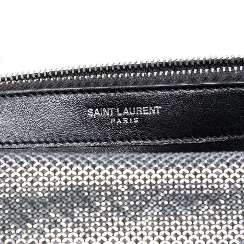 Saint Laurent Metallic Mesh Monogram Tassel Kate Wallet on Chain Silver Very good condition - Box View