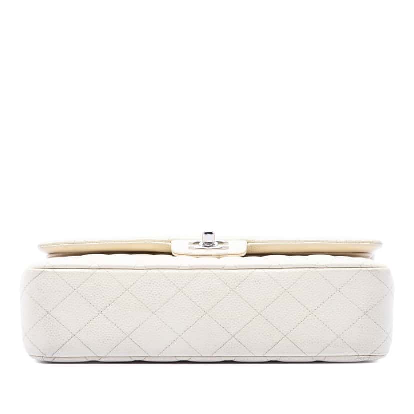 Chanel Medium Classic Caviar Double Flap White Leather Very good condition - Inside View