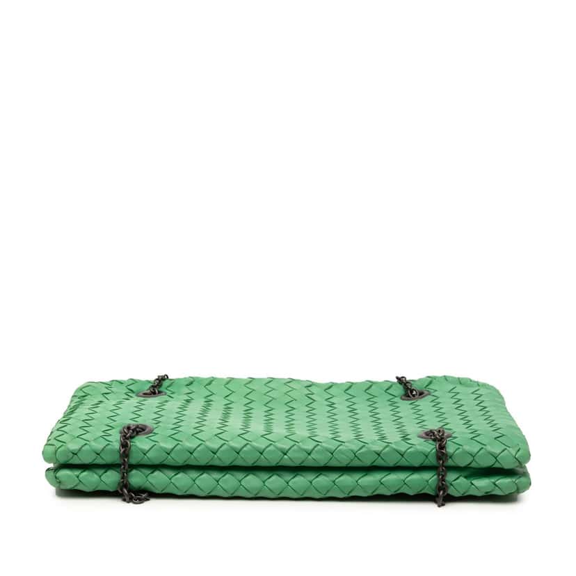 Bottega Veneta Nappa Intrecciato Duo Shoulder Bag Green Leather Very good condition - Inside View