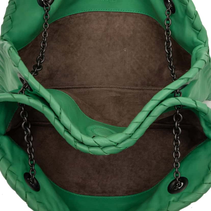 Bottega Veneta Nappa Intrecciato Duo Shoulder Bag Green Leather Very good condition - Model View