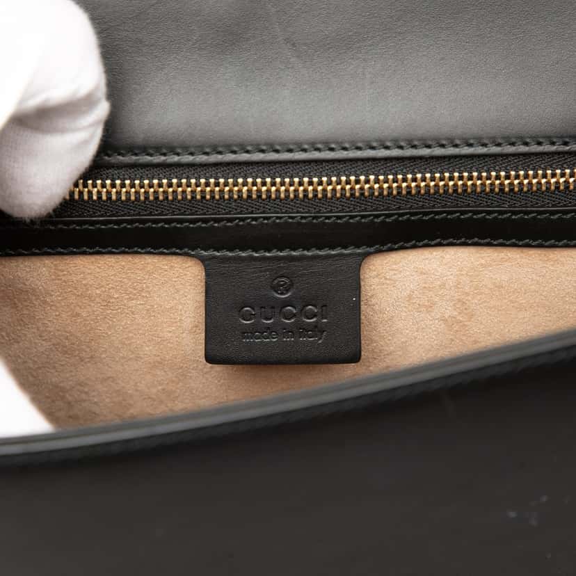 Gucci Small Leather Sylvie Web Satchel Black Leather Very good condition - Box View