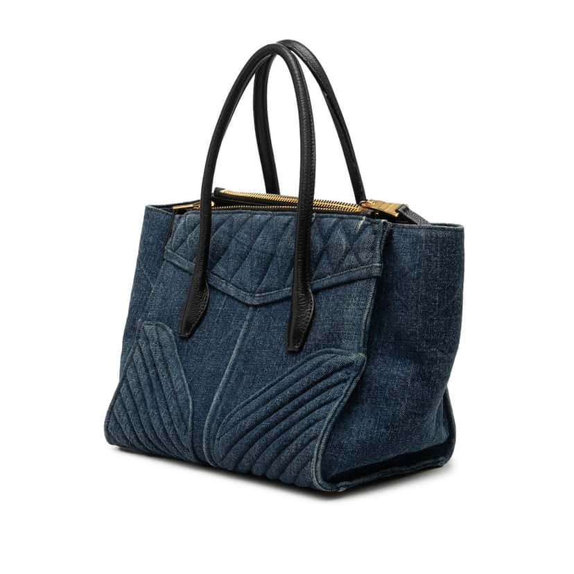 Miu Miu Small Matelasse Denim Biker Satchel Blue Very good condition - Back View