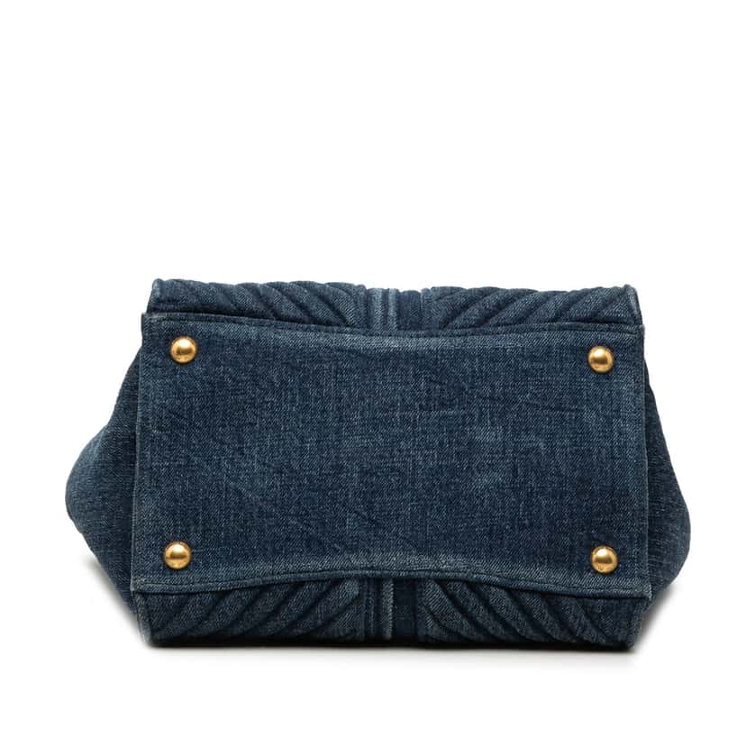 Miu Miu Small Matelasse Denim Biker Satchel Blue Very good condition - Inside View