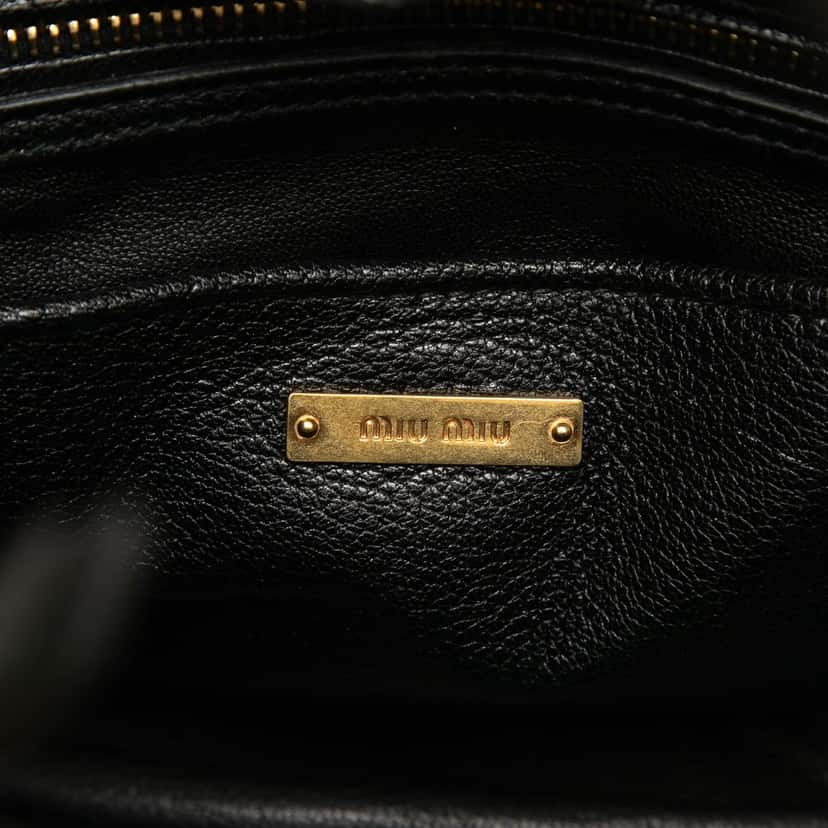 Miu Miu Small Matelasse Denim Biker Satchel Blue Very good condition - Box View