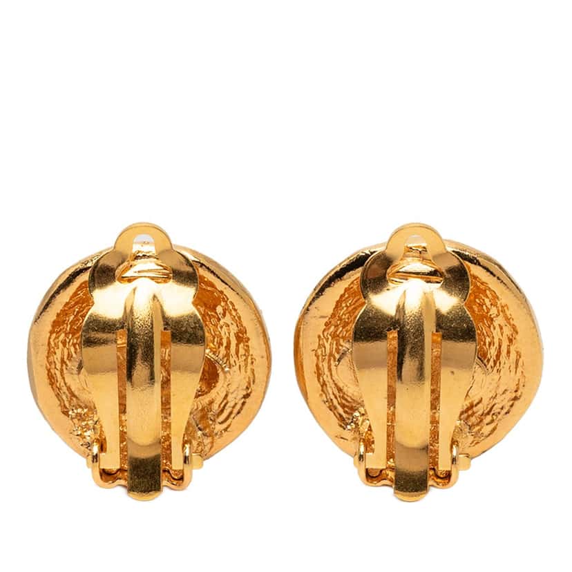 Chanel Gold Plated 31 Rue Cambon Round Clip on Earrings Gold Metal Very good condition - Back View
