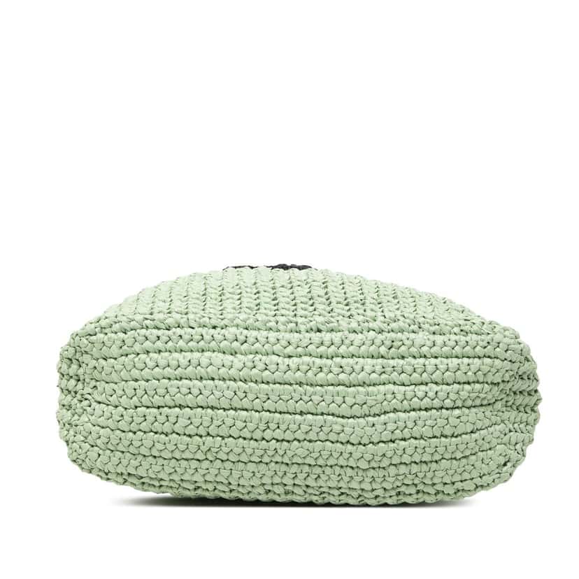 Prada Small Raffia Effect Crochet Embroidered Logo Tote Green Very good condition - Inside View