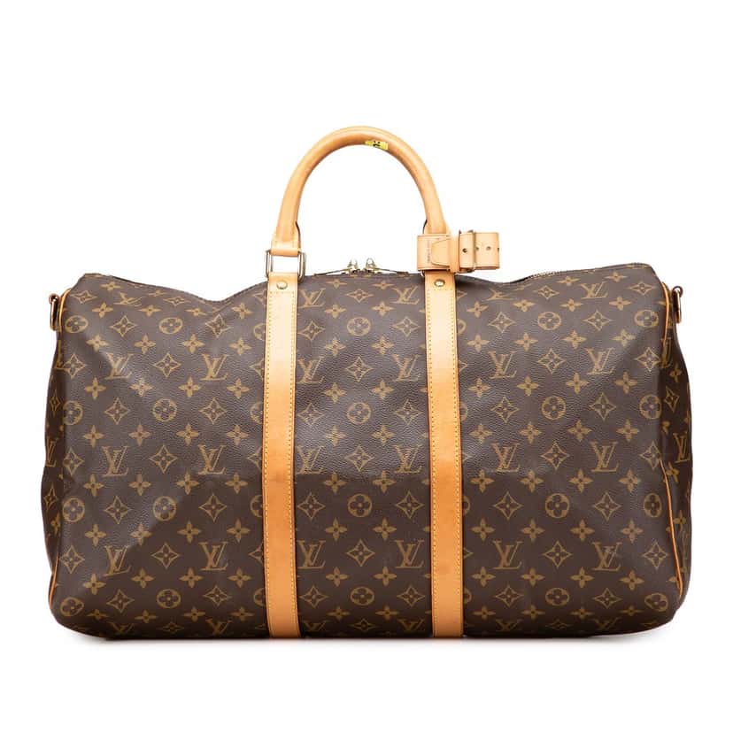 Louis Vuitton Monogram Keepall Bandouliere 50 Brown Canvas Good condition - Front View