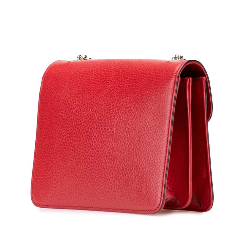 Gucci Small Dollar Calfskin Interlocking G Crossbody Red Leather Very good condition - Back View