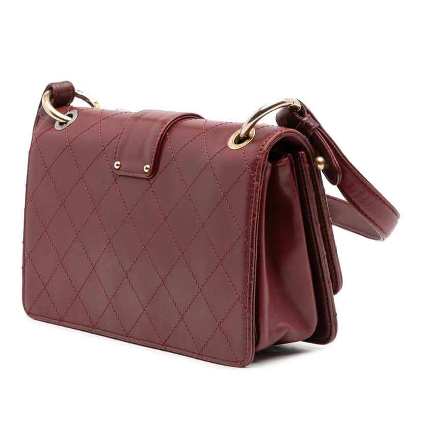 Chanel CC Stitched Calfskin Chain Flap Red Leather Good condition - Back View