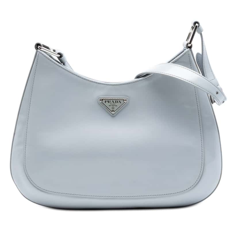 Prada Spazzolato Leather Cleo Shoulder Bag Blue Leather Very good condition - Front View