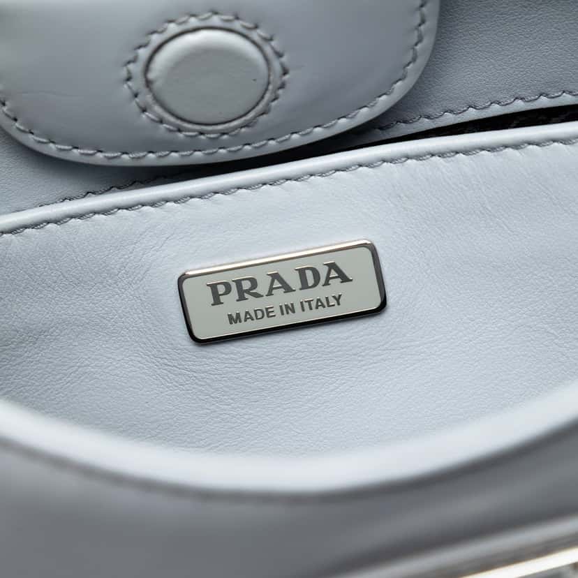 Prada Spazzolato Leather Cleo Shoulder Bag Blue Leather Very good condition - Box View