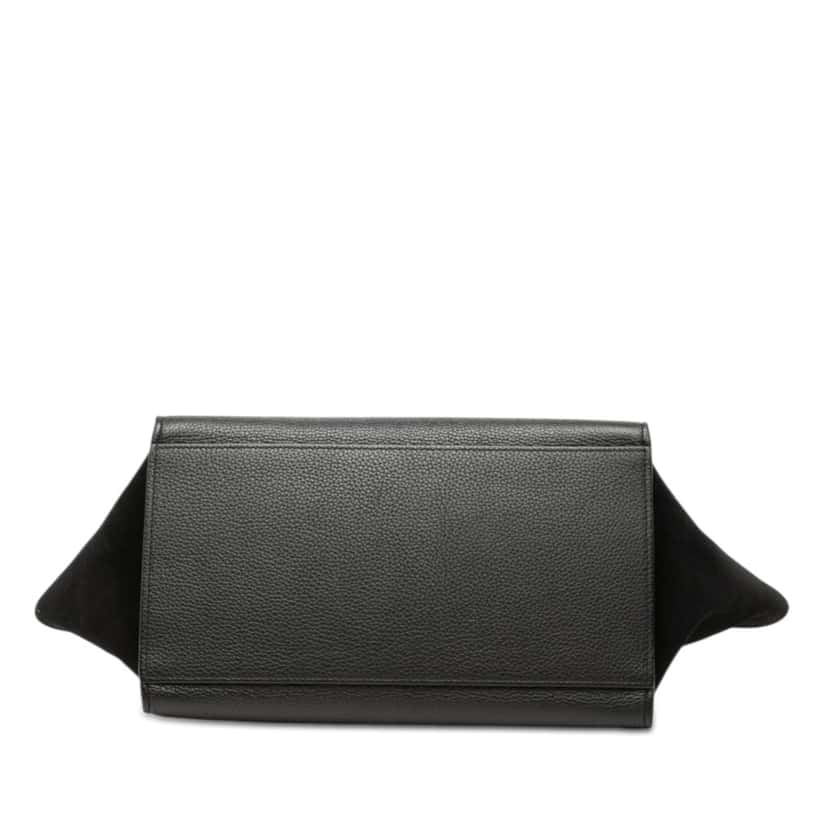 Celine Small Drummed Calfskin and Suede Trapeze Satchel Black Leather Very good condition - Inside View