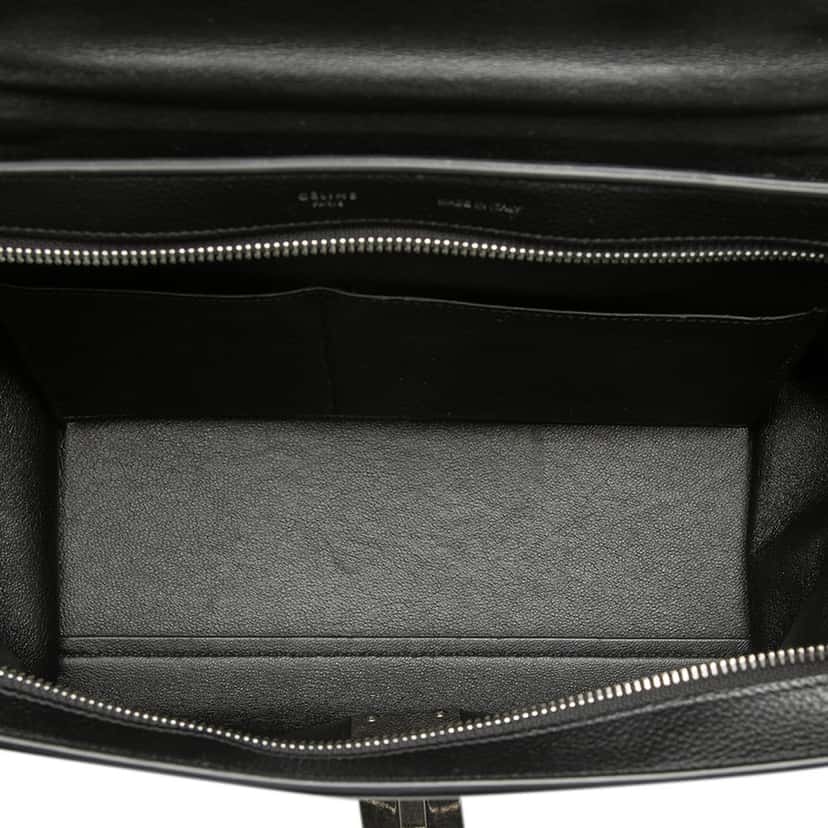 Celine Small Drummed Calfskin and Suede Trapeze Satchel Black Leather Very good condition - Model View