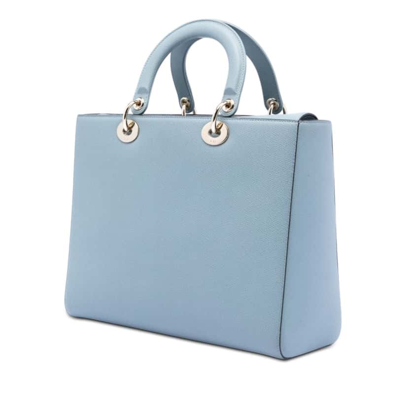 Dior Large Grained Calfskin Lady Dior Blue Leather Very good condition - Back View