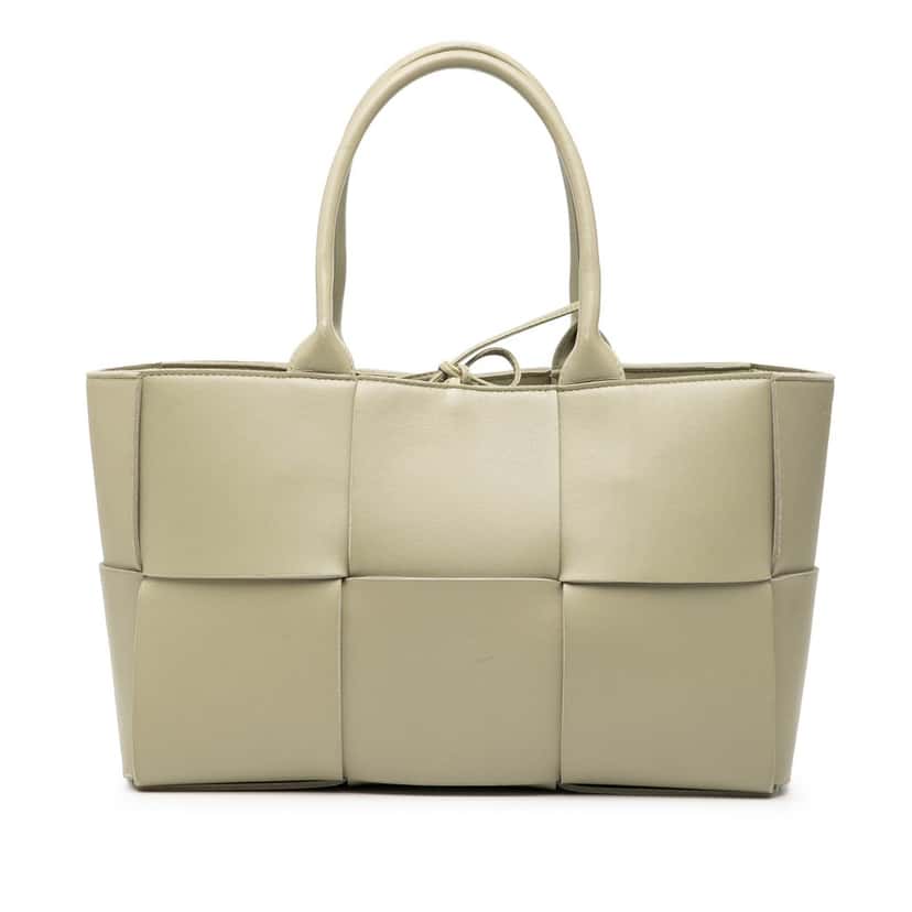 Bottega Veneta Small Nappa Maxi Intrecciato Arco Tote Green Leather Very good condition - Front View