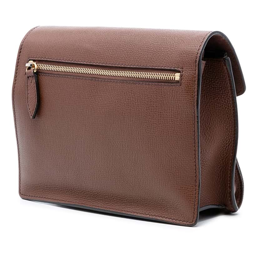 Burberry Small Leather and House Check Canvas Derby Macken Crossbody Brown Very good condition - Back View