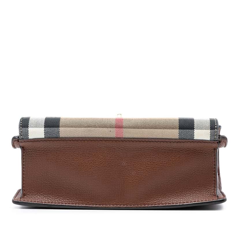 Burberry Small Leather and House Check Canvas Derby Macken Crossbody Brown Very good condition - Inside View