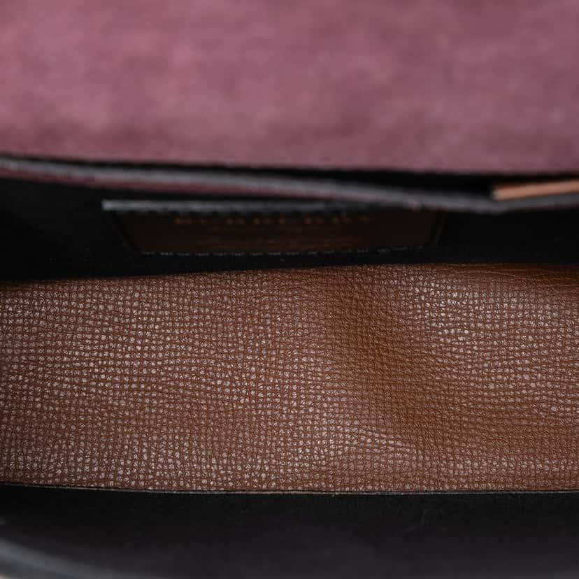 Burberry Small Leather and House Check Canvas Derby Macken Crossbody Brown Very good condition - Model View