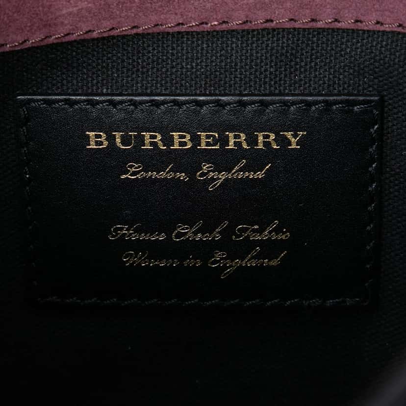 Burberry Small Leather and House Check Canvas Derby Macken Crossbody Brown Very good condition - Box View
