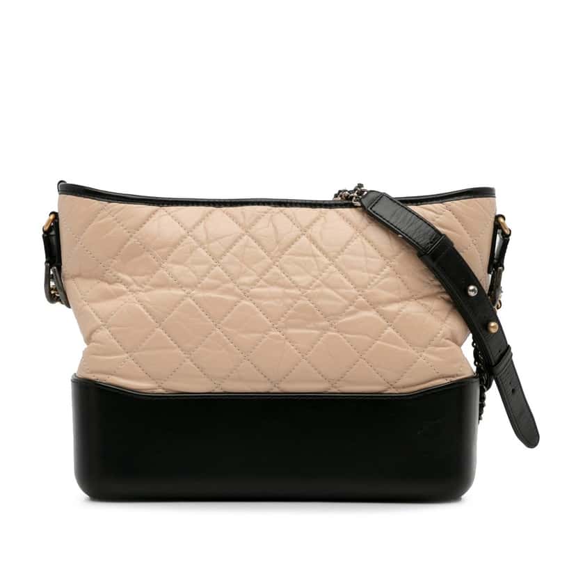 Chanel Medium Bicolor Lambskin Gabrielle Crossbody Beige Leather Good condition - Front View