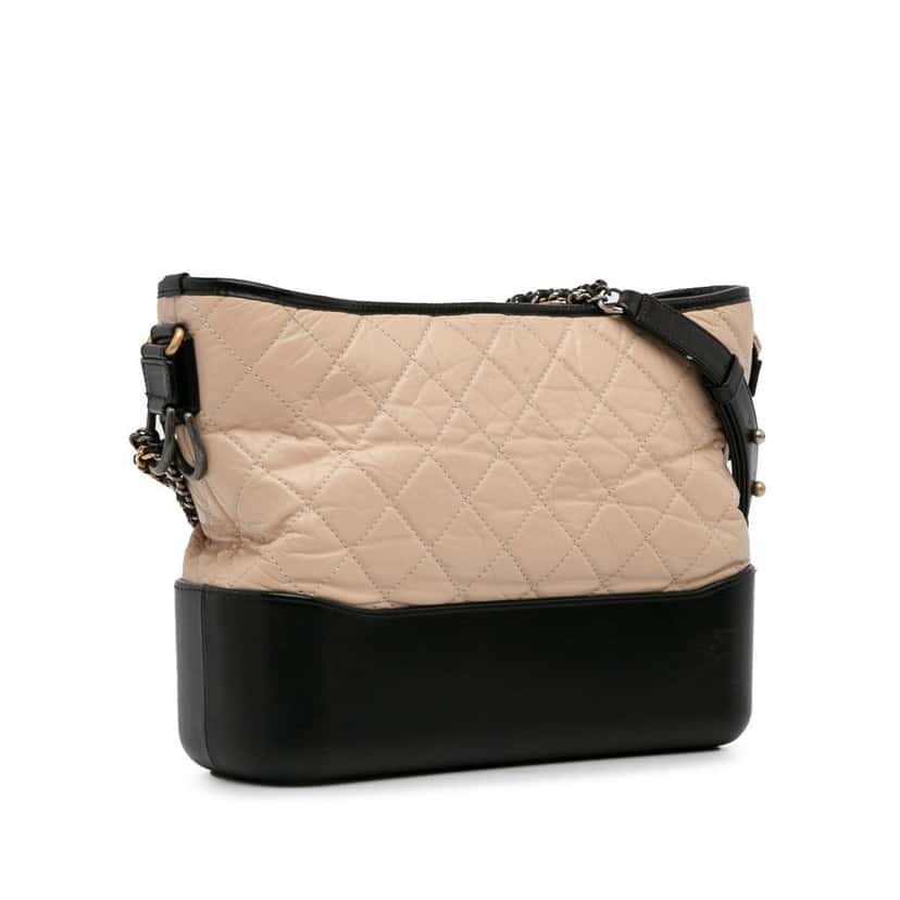 Chanel Medium Bicolor Lambskin Gabrielle Crossbody Beige Leather Good condition - Back View