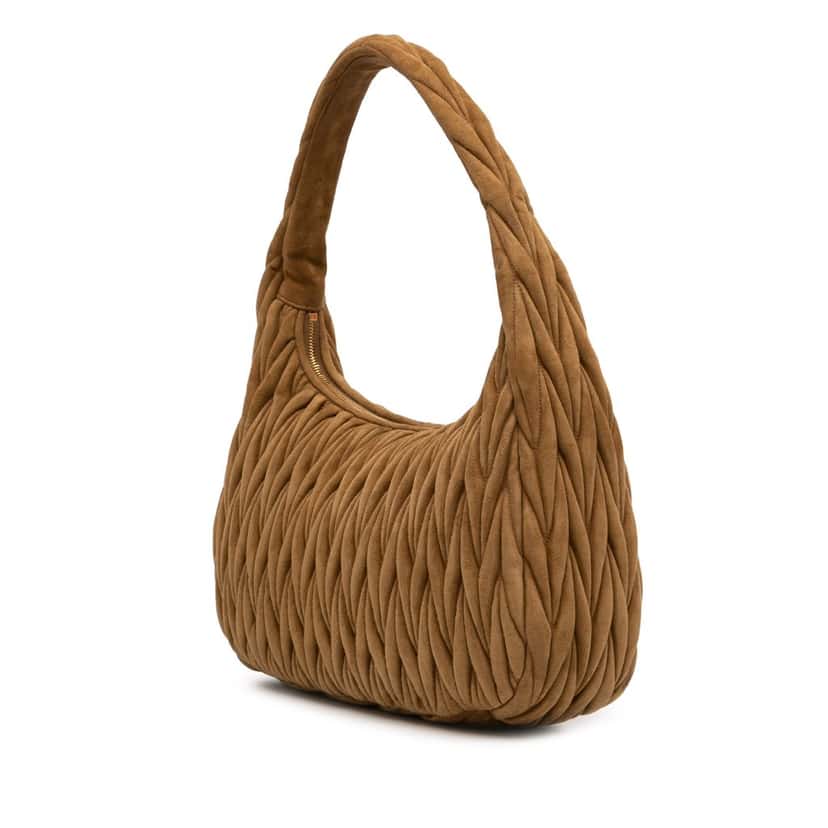 Miu Miu Large Matelasse Suede Wander Bag Brown Leather Very good condition - Back View