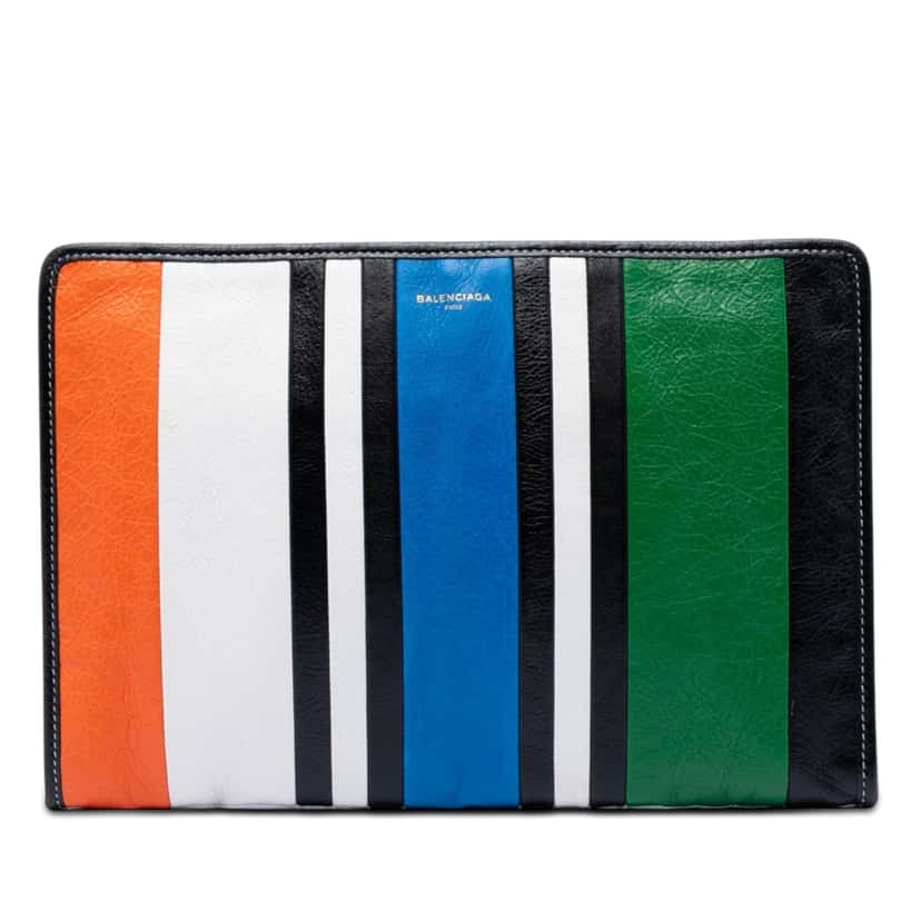 Balenciaga Lambskin Bazar Clutch Black Leather Very good condition - Front View