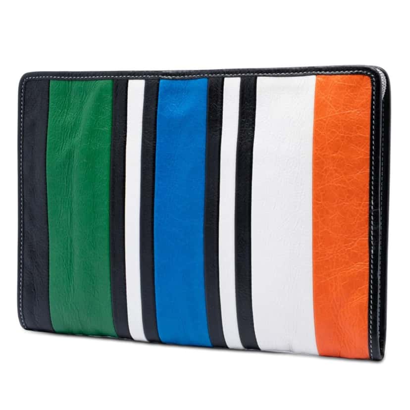 Balenciaga Lambskin Bazar Clutch Black Leather Very good condition - Back View