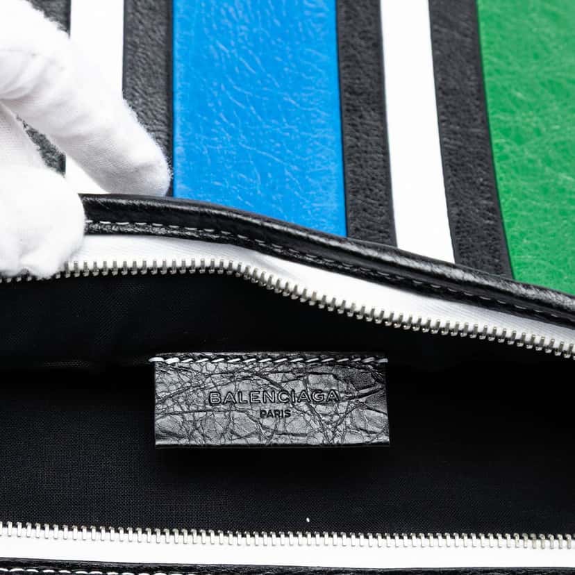 Balenciaga Lambskin Bazar Clutch Black Leather Very good condition - Box View