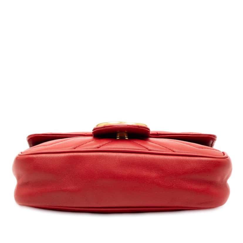 Gucci Mini GG Marmont Matelasse Leather Flap Crossbody Red Leather Very good condition - Inside View