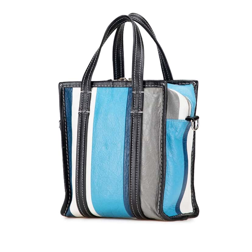 Balenciaga XS Lambskin Bazar Shopper Satchel Blue Leather Very good condition - Back View