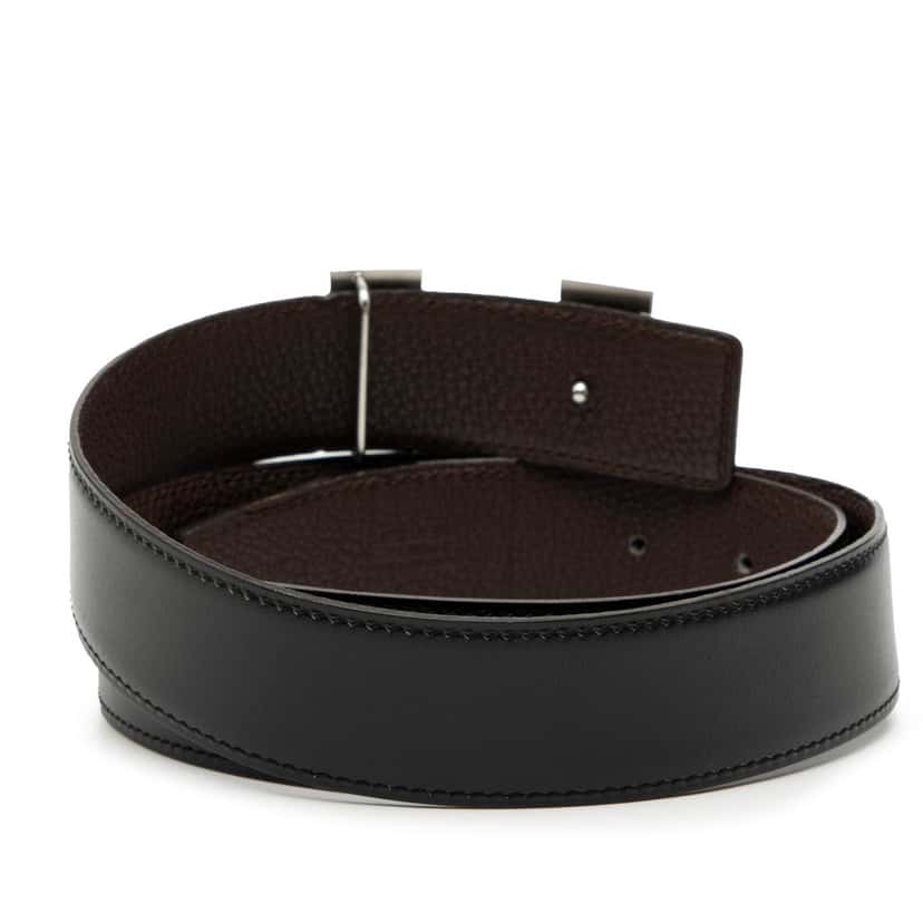 Hermès Swift and Togo Constance H Martelee Reversible Belt Black Leather Very good condition - Inside View
