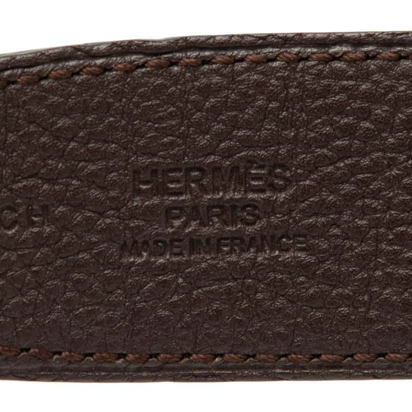 Hermès Swift and Togo Constance H Martelee Reversible Belt Black Leather Very good condition - Box View