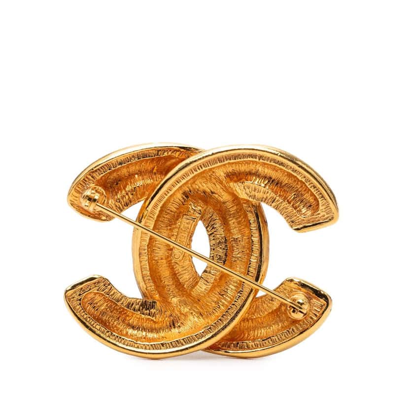 Chanel CC Quilted Gold Plated Brooch Gold Metal Very good condition - Back View