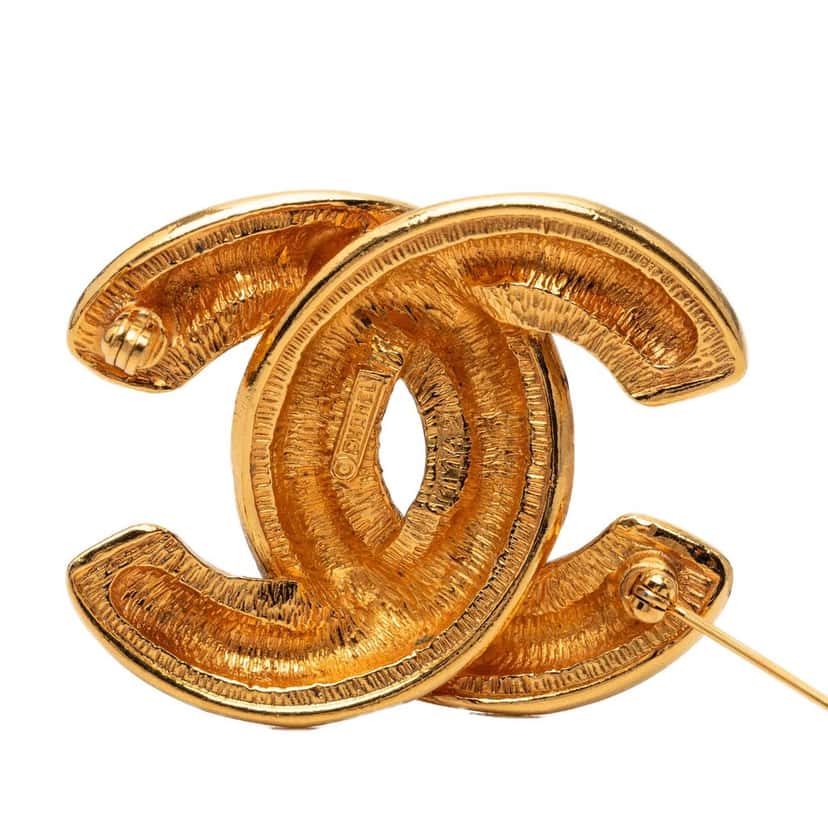 Chanel CC Quilted Gold Plated Brooch Gold Metal Very good condition - Inside View