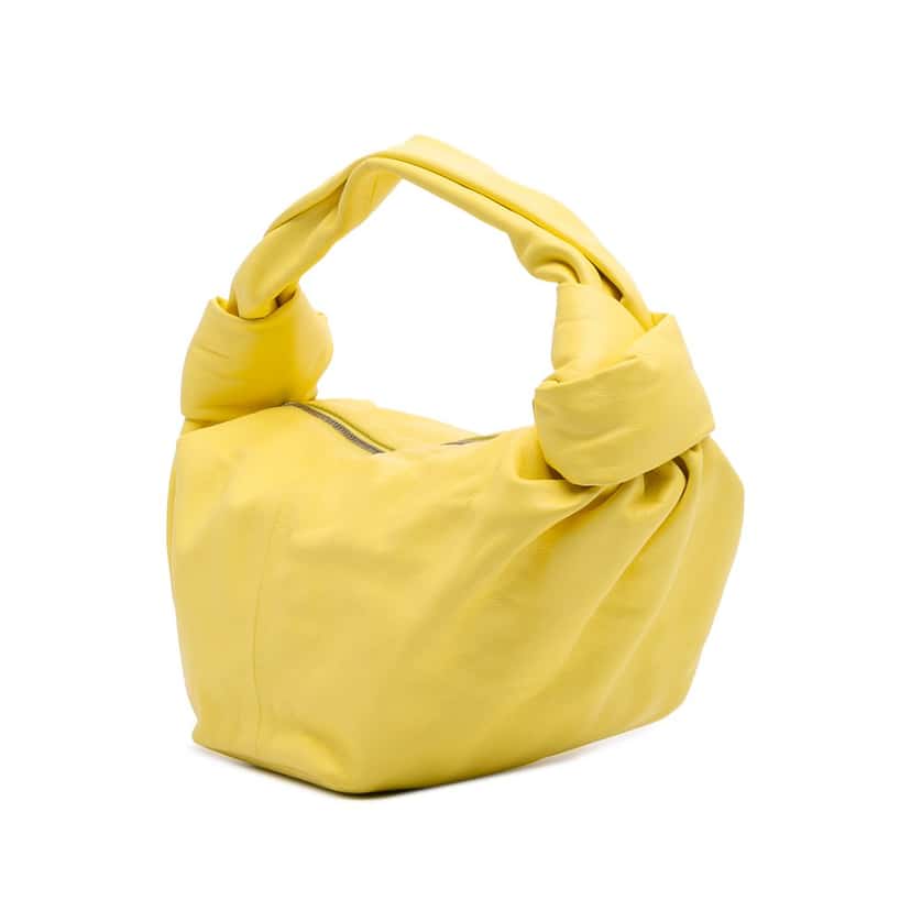 Bottega Veneta Mini Calfskin Double Knot Bag Yellow Leather Very good condition - Back View