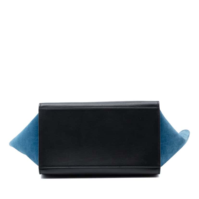 Celine Medium Tricolor Calfskin and Nubuck Trapeze Satchel Black Leather Very good condition - Inside View