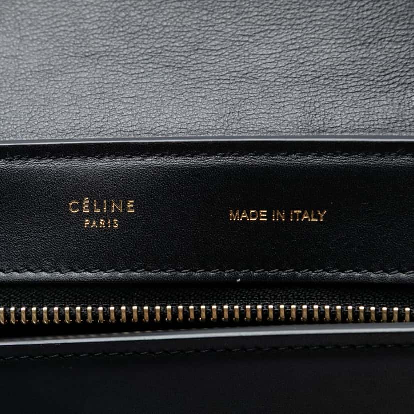 Celine Medium Tricolor Calfskin and Nubuck Trapeze Satchel Black Leather Very good condition - Box View