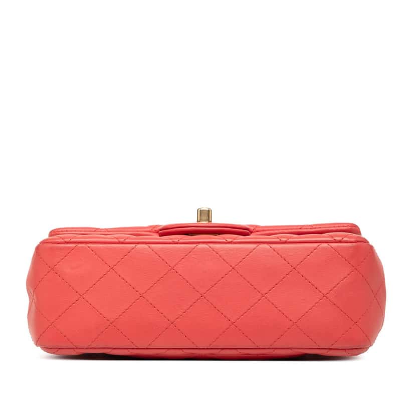 Chanel Mini Rectangular Classic Lambskin Lucky Charms Single Flap Pink Leather Very good condition - Inside View