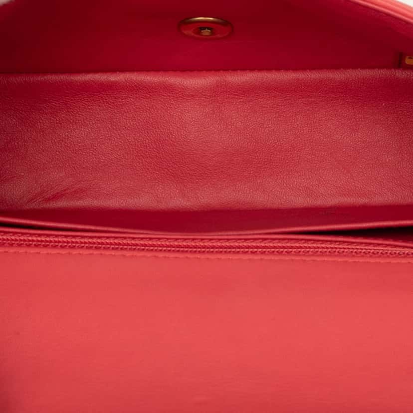 Chanel Mini Rectangular Classic Lambskin Lucky Charms Single Flap Pink Leather Very good condition - Model View
