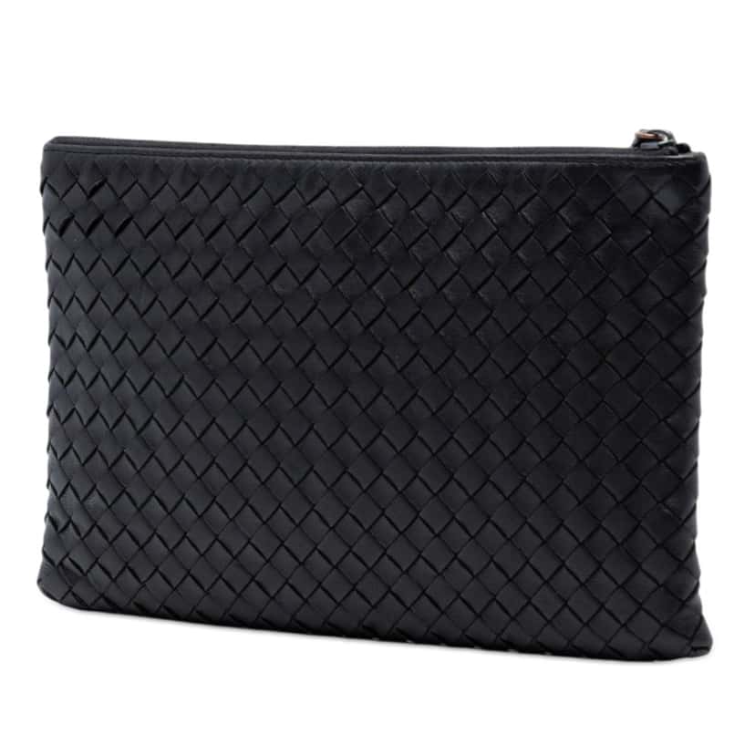 Bottega Veneta Nappa Intrecciato Clutch Black Leather Very good condition - Back View