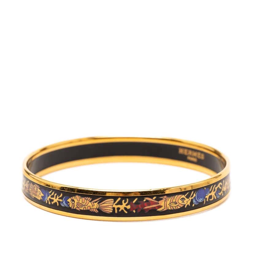 Hermès Narrow Enamel Coral Fish Bangle 65 Black Very good condition - Back View
