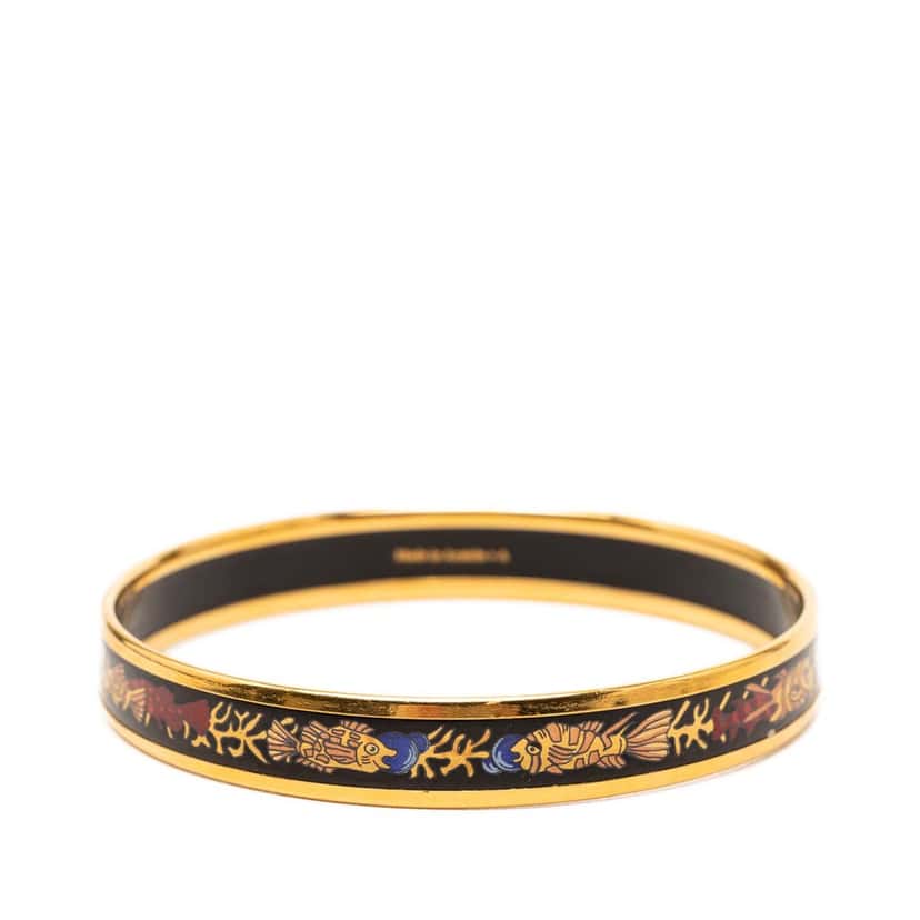 Hermès Narrow Enamel Coral Fish Bangle 65 Black Very good condition - Inside View