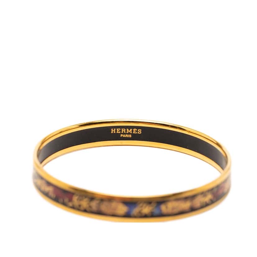 Hermès Narrow Enamel Coral Fish Bangle 65 Black Very good condition - Box View