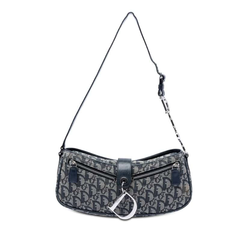 Dior Diorissimo Trotter Canvas Shoulder Bag Blue Very good condition - Front View